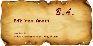 Béres Anett névjegykártya